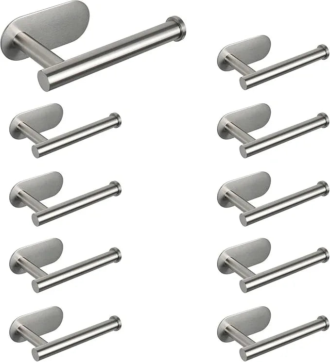 NearMoon Toilet Paper Holder Self Adhesive, Premium Thicken SUS304 Stainless Steel Rustproof Adhesive Toilet Roll Holder no Drilling for Bathroom, Kitchen, Washroom (10 Pack, Brushed Nickel) - ModernBath