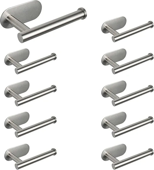 NearMoon Toilet Paper Holder Self Adhesive, Premium Thicken SUS304 Stainless Steel Rustproof Adhesive Toilet Roll Holder no Drilling for Bathroom, Kitchen, Washroom (10 Pack, Brushed Nickel) - ModernBath