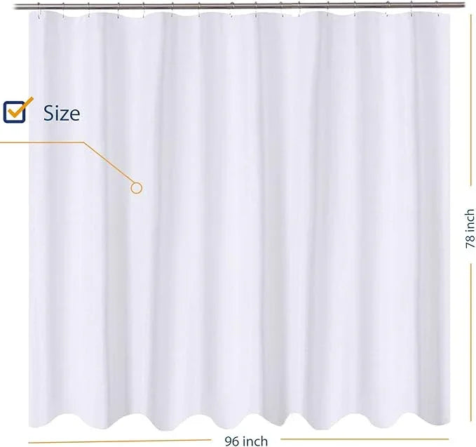 N&Y HOME Fabric Shower Curtain Liner 96 x 78 inch XL Size, Hotel Quality, Washable, Water Repellent, White Bathroom Curtains with Grommets, 96x78 - ModernBath