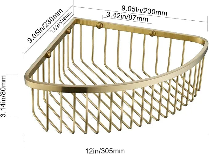 Bathroom Shower Caddy Corner Shelf Basket, Ultra Sturdy Rust-Proof Stainless Steel Shelf Organizer Shampoo Holder, Wall Mounted Storage Rack for Bathroom Kitchen, Brushed Gold - ModernBath