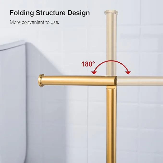 BAGNOLUX Bathroom Toilet Paper Holder Stand with Reserve, SUS304 Stainless Steel Rustproof Pedestal Tissue Roll Holder Heavy Duty (Brushed Brass) - ModernBath