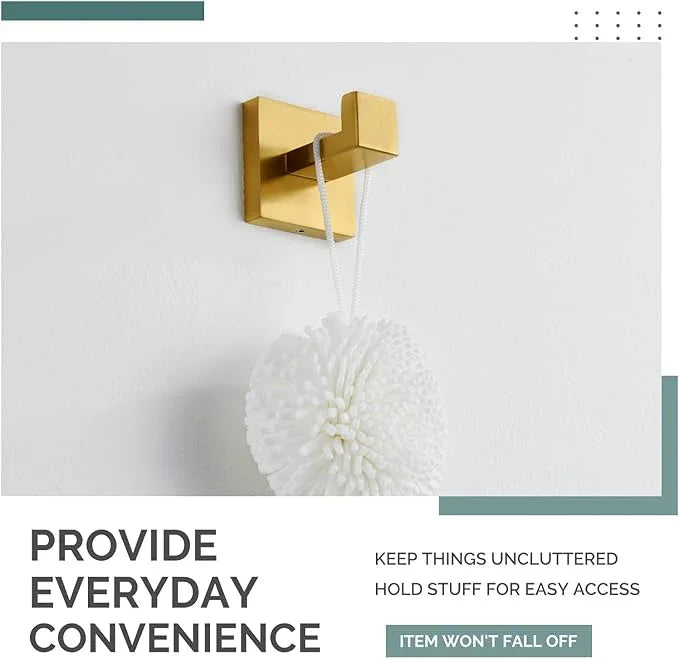 Angle Simple Towel Hook, SUS 304 Stainless Steel Hand Towel Holder for Bathroom, Wall Coat Hook, Brushed Gold - ModernBath