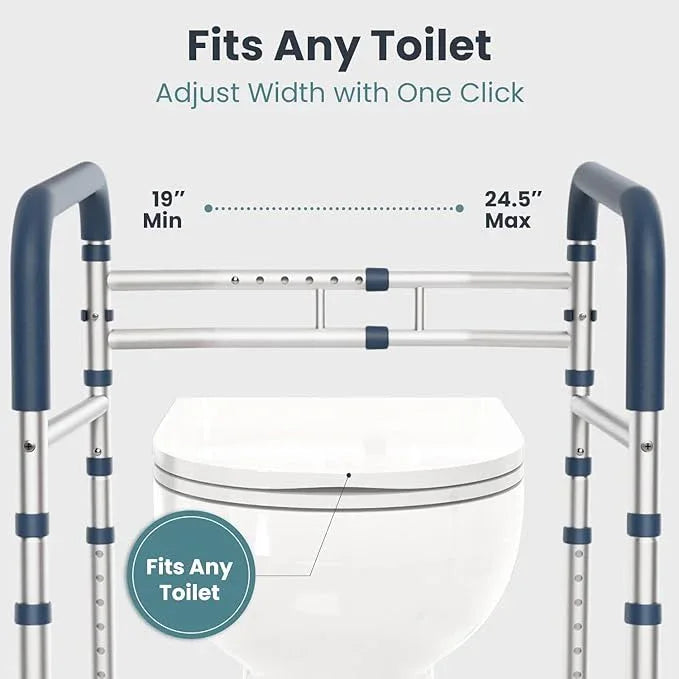 PELEGON Toilet Safety Rails (350 lb) - Adjustable Toilet Safety Frame & Rails, Toilet Safety Rail for Elderly Adults, Toilet Handles for Seniors, Toilet Bars for Elderly, Disabled & Handicap - Grey - ModernBath