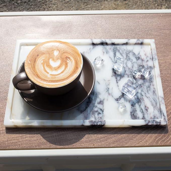 Real Luxurious Natural Marble Vanity Tray Genuine Marble/Stone Storage Tray for Home Decor Bathroom/Kitchen/Vanity/Dresser Non-Resin/Non-Ceramic - ModernBath
