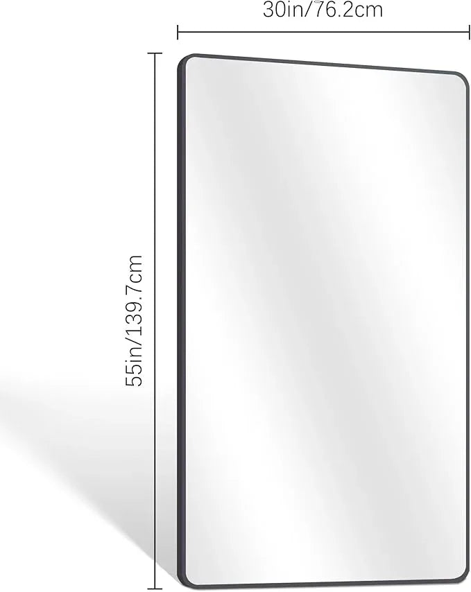 DESBING 30" x 55"Bathroom Mirror, Matte Black Wall Mirror with Metal Frame, Decorative Rectangular Vanity Mirror for Bedroom Bathroom Living Room Entryway (Horizontal/Vertical) - ModernBath