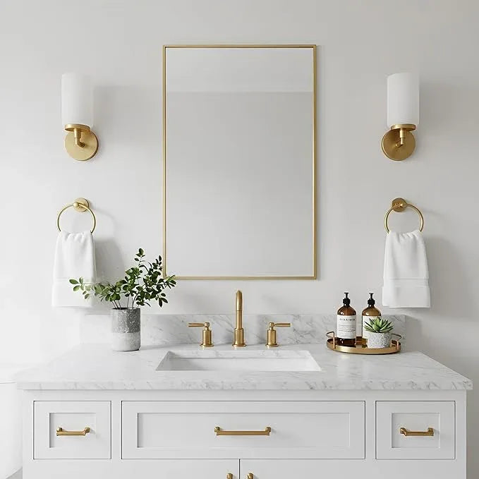 Bonverre 20x36 Inch Brass Bathroom Mirror for Wall, Aluminum Frame Rectangle Rectangular Vanity Mirror, Modern Large for Bedroom, Living Room, Horizontal or Vertical - ModernBath