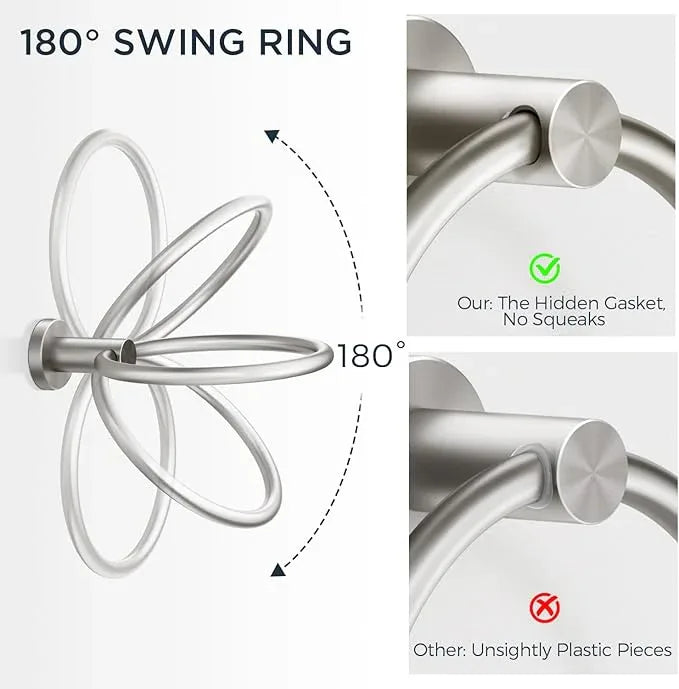 FORIOUS Toilet Paper Holder Wall Mount, SUS304 Stainless Steel Double Post Pivoting Tissue Roll Holder and Hand Towel Ring Set for Bathroom, RV, Bathroom Hardware Accessories Set, Brushed Nickel - ModernBath
