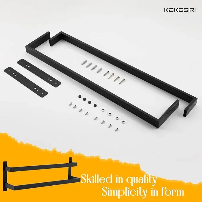 KOKOSIRI Towel Bars Black Bath Towel Holders 24-Inch Bathroom 2-Tiers Ladder Towel Rails Wall Mounted Towels Shelves Rack Stainless Steel, B5008BK-L24 - ModernBath