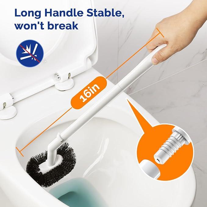 HAMITOR Toilet Plunger Bowl Brush Combo：Heavy Duty Rubber for Drain Clog Remover - Curved Design Bristles for Deep Cleaning Under Rim - Compact Bathroom Cleaning Tools for New Homet Essentials - White - ModernBath