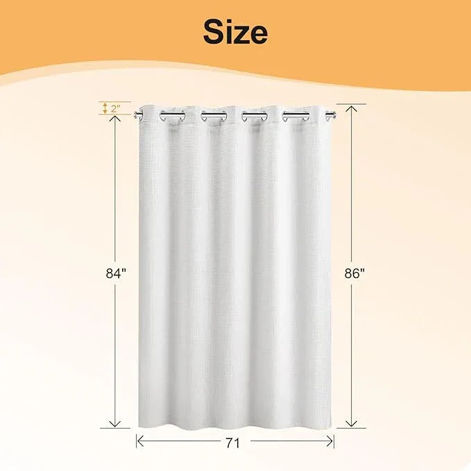 River Dream Extra Long Cotton Blend Shower Curtain with Snap in Liner, No Hook Needed, Hotel Grade Shower Curtains for Bathroom, Water Repellent, White, 71" Wx86 L - ModernBath