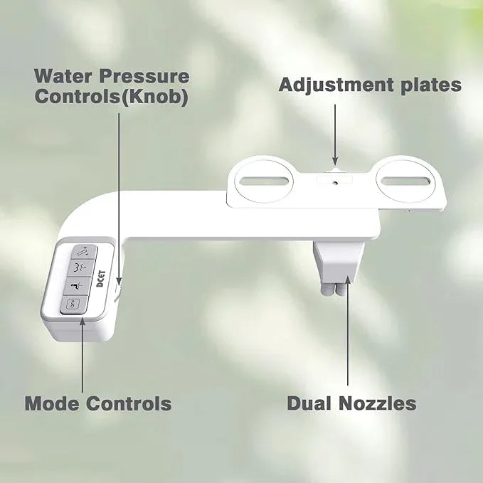 Bidet Attachment for Toilet - Non-Electric Self-Cleaning Dual Nozzles (Feminine & Rear Wash), Adjustable Water Pressure Control, Fresh Cold Water Sprayer - ModernBath