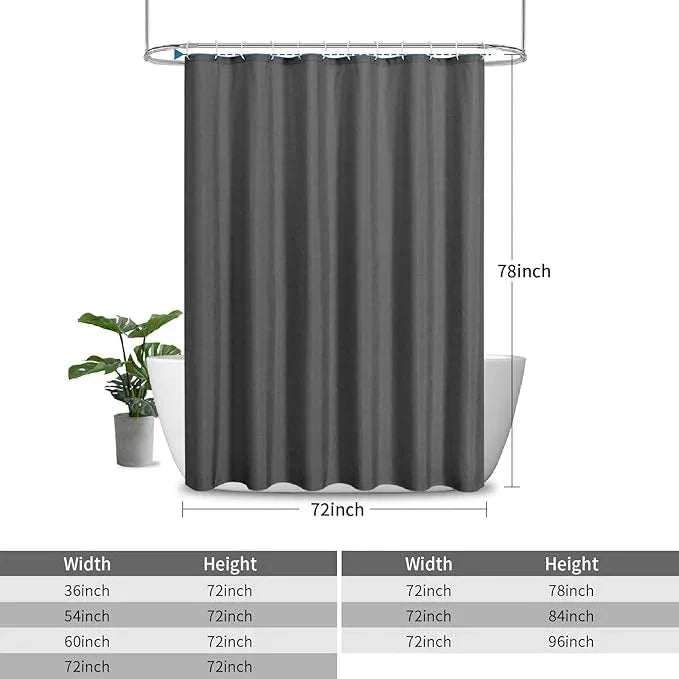 THAIGEE 2-in-1 Waterproof Long Fabric Shower Curtain or Liner,Linen Textured,78 Inch Breathable TPU & Washable Bathroom Shower Curtain Set with 12 Plastic Hooks,Modern,72"x78" Charcoalgrey - ModernBath