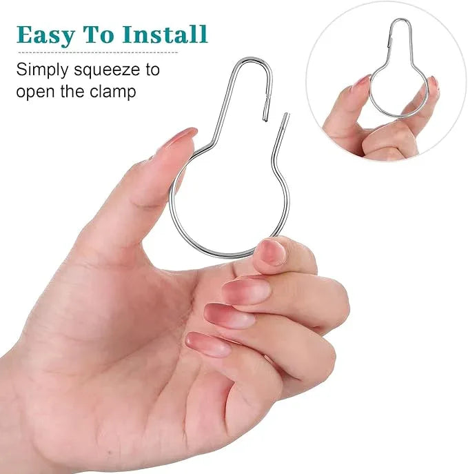 Geetery 150 Pcs Metal Shower Curtain Hooks Rust Proof Reusable Shower Curtain Hangers Multi Functional Stainless Steel Shower Curtain Rings for Bathroom Bedroom Kitchen (Silver) - ModernBath
