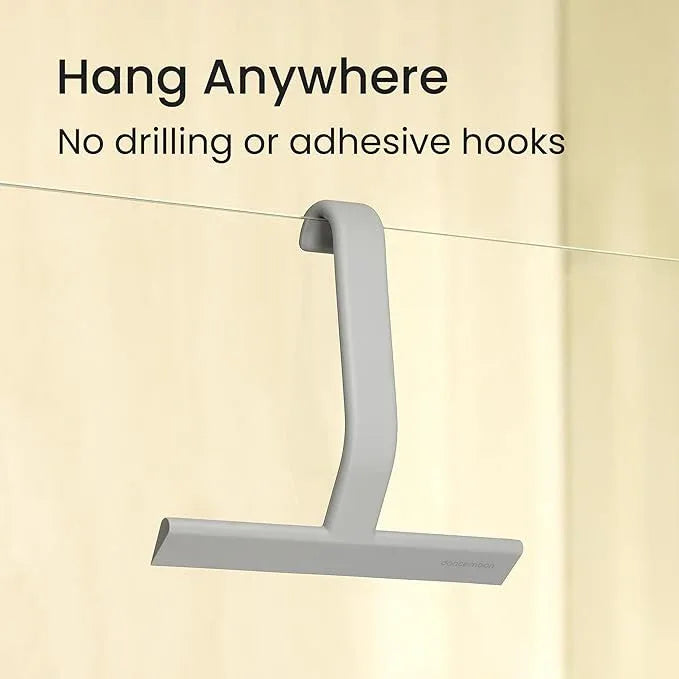 dancemoon JustHang Shower Squeegee for Glass Doors, All-One-Piece Silicone with Built-in Hook Design for Easy Hanging and Cleaning, 10 Inch Gray - ModernBath