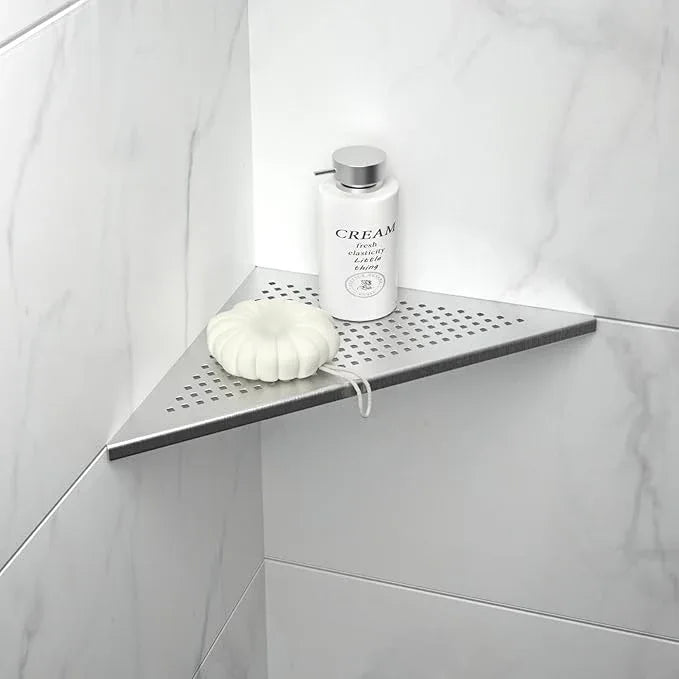 Corner Shower Shelf, 304 Stainless Steel 12" Brushed Recessed Bathroom Shelf, Grout in Shelf for Tiled Wall, Large Size - ModernBath