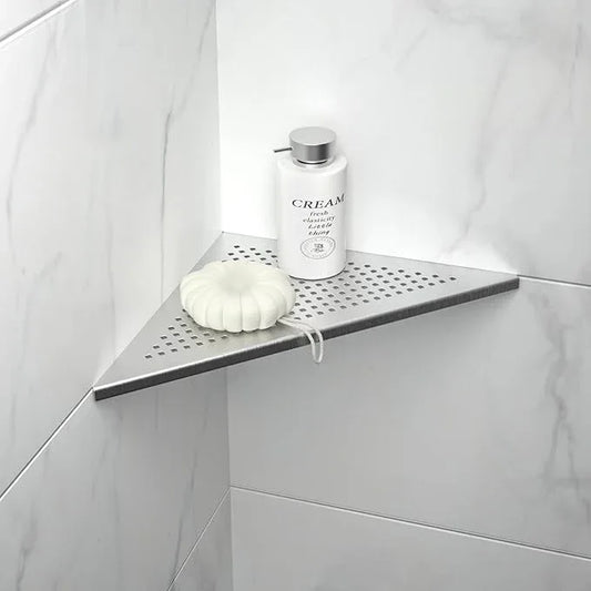 Corner Shower Shelf, 304 Stainless Steel 12" Brushed Recessed Bathroom Shelf, Grout in Shelf for Tiled Wall, Large Size - ModernBath