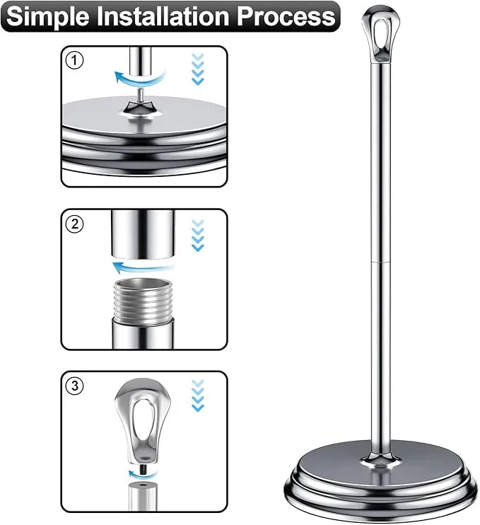 Toilet Paper Holder with Rustproof, Metal Free Standing Toilet Paper Stand Storage for Bathroom, Tissue Paper Roll Holder for Bathroom Accessories (Polished Chrome) - ModernBath