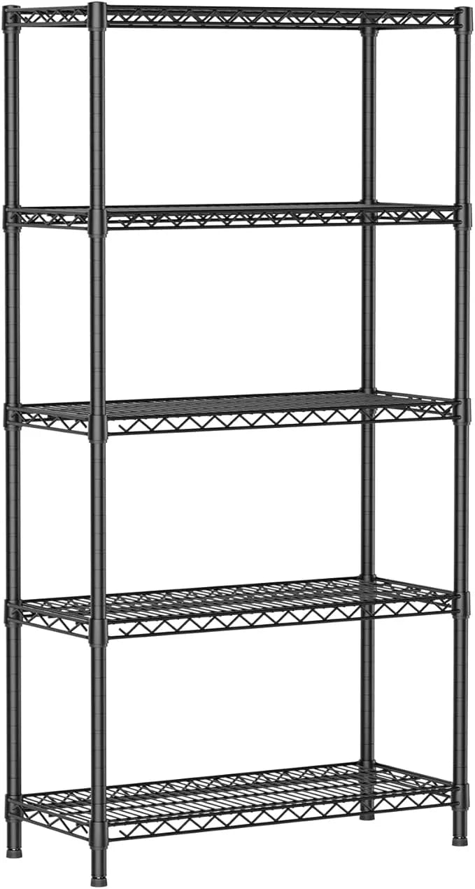 SINGAYE 5 Shelf Adjustable Heavy Duty Storage Shelving Unit 350 lbs per Shelf Steel Organizer Wire Rack Storage for Garage Office Pantry Ktichen Black 14" Dx36 Wx72 H - ModernBath