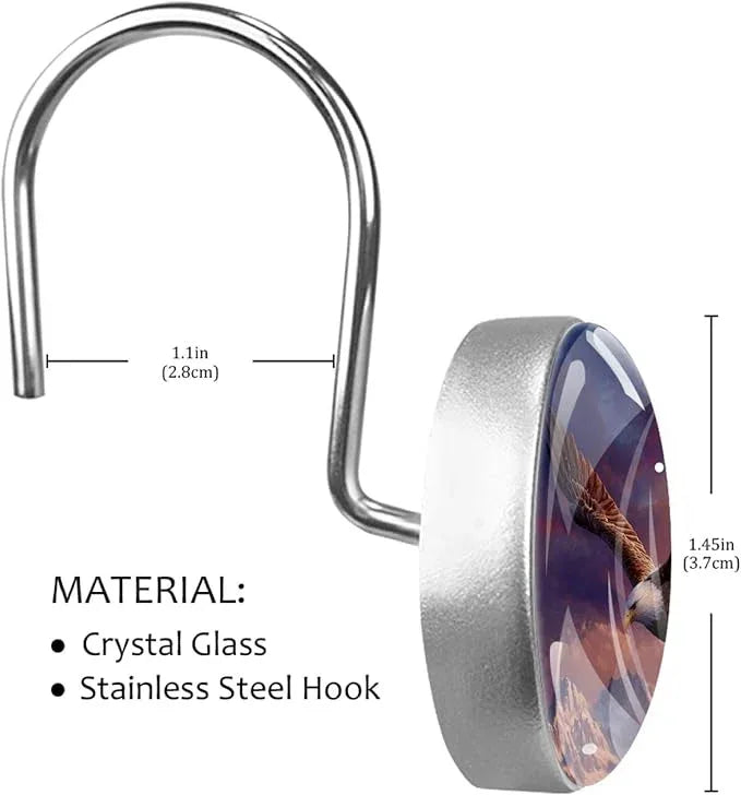 Flying Eagle Shower Curtain Hooks Rings, Stainless Steel Rust Proof Shower Curtain Hooks, Decorative Shower Hooks for Bathroom Shower Rods Curtains, Set of 12 - ModernBath