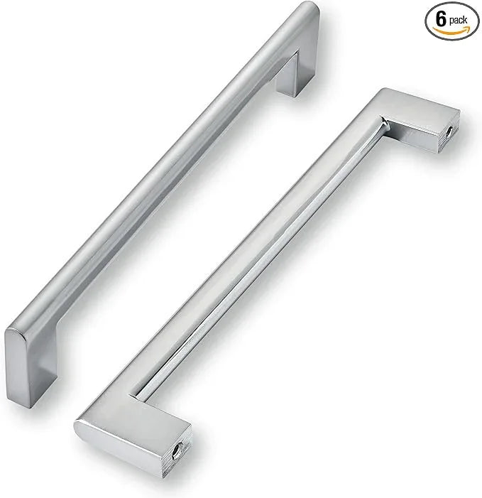 khtumeware 6 Inch Hole Center 6 Pack,Burshed Chrome Heavy Duty Solid Cabinet Pulls,Kitchen Drawer Handle, Hardware for Bathroom, Drawer, Cabinet, Door Cabinet - ModernBath