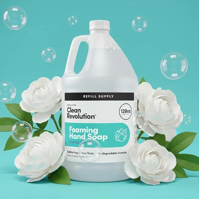 Clean Revolution Foaming Hand Soap Refill Supply Container, Ready to Use Formula, Spring Air Fragrance, Gluten Free, 128 Fl. Oz - ModernBath