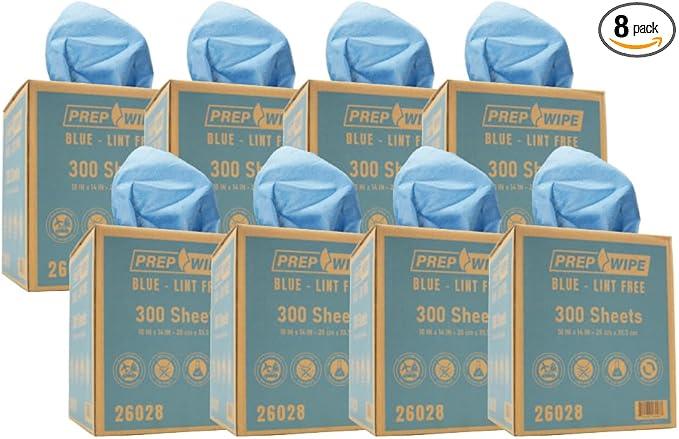 PrepWipe Heavy Duty Cleaning Towels, Lint Free Industrial Paper Towels, Disposable Pack of 300 Sheets 10"x14" (8 Boxes)- 26028 - ModernBath