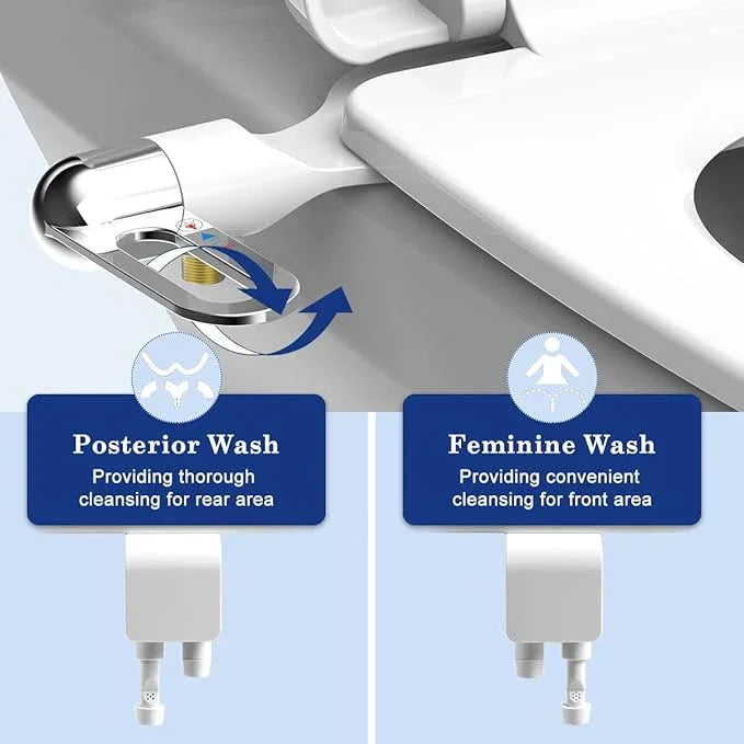Bidet Toilet Seat Attachment Ultra Slim Bidet With Self Cleaning Dual Nozzle Adjustable Water Non Electric Bidet Fresh Water Spray for Sanitary and Feminine Wash (Sliver) - ModernBath