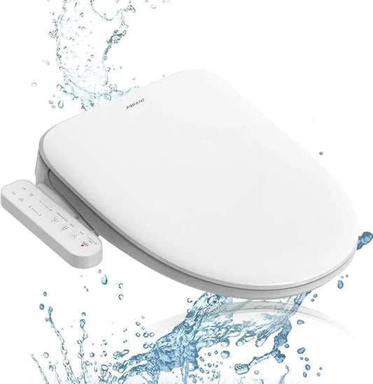 Aquatiz Elongated Smart Toilet Seat, Electronic Heated Toilet Seat, Self-Cleaning Nozzle, Temperature Controlled Wash, Air Dryer, Deodorizer, LED Light, Multi-mode Wash, (Panel Control) - ModernBath