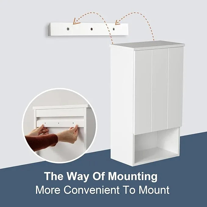 Bathroom Wall Cabinet with Single Door, Soft-Close Hinges, 15x27 inch Wooden Medicine Cabinet for Small Kitchen, Laundry, Entryway, Durable MDF Construction - ModernBath