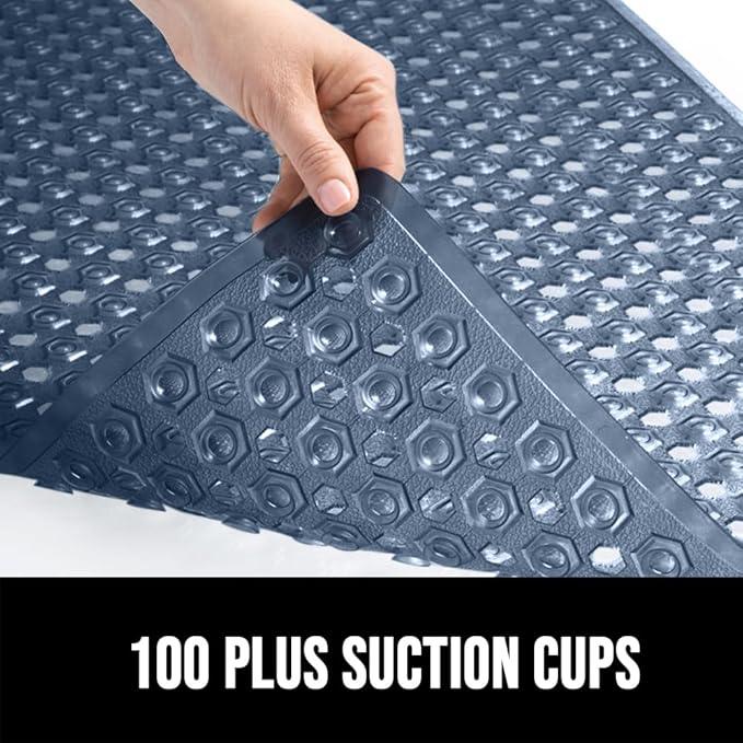 GORILLA GRIP Patented Square Shower Stall Mat, Small Bathtub Floor Mats for Stand Up Showers, Suction Cups and Drainage Holes, Machine Wash, Soft on Feet, Bathroom Accessories 21x21 Inch, Navy Blue - ModernBath