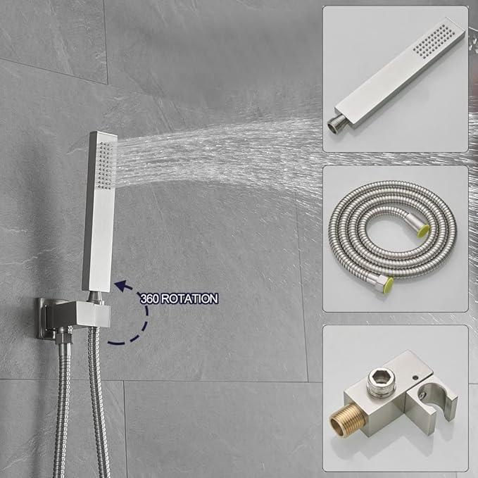 annazom Shower Faucet Set 8 Inch Rainfall Shower Head and Handheld Shower High Pressure Rainfall Shower Head System Shower Faucet Set with Valve and Trim - ModernBath