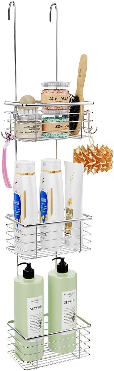 QIHS 3-Tier Small Hanging Bathroom Organizer,caddy hanging,Shampoo Holder Stainless Steel,over the door shower caddy,shower storage - ModernBath