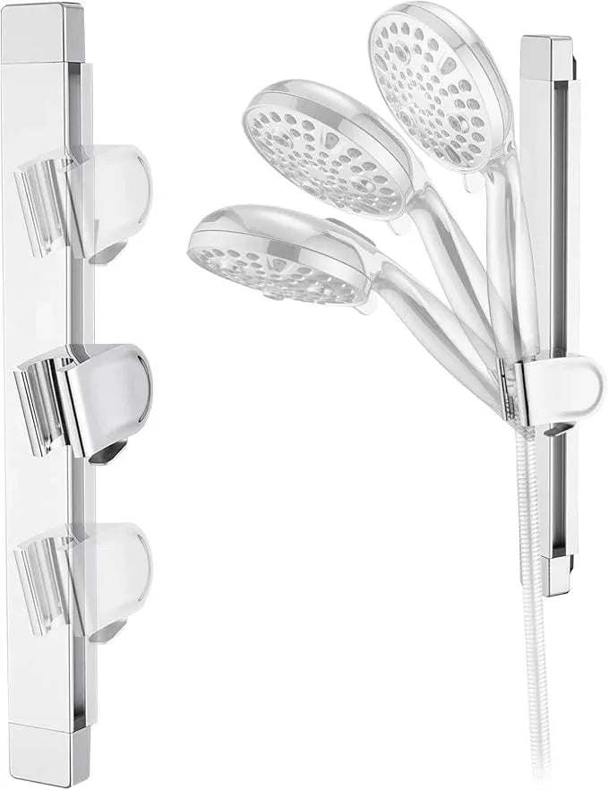 Height & Angle Adjustable Handheld Shower Head Holder, Metal Handheld Showerhead Holder, Hand Held Showerhead Holder Wall Mount, Strong Adhesive, No Drill, Suitable for Bathroom or RV, Chrome - ModernBath