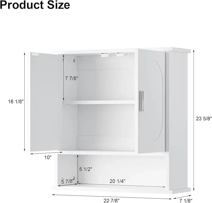 Medicine Cabinet for Bathroom,2 Doors White Bathroom Wall Cabinet with Oval,Over Toilet Storage Cabinet for Laundry Room/Kitchen/Living Room,Surface Mount Medicine Cabinets 23x24 - ModernBath