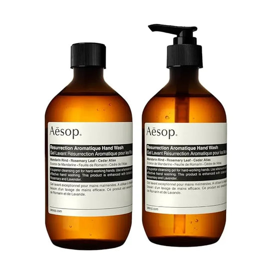 Aesop Resurrection Aromatique Hand Wash & Refill | Non-Drying Gentle Gel Hand Wash with Orange, Rosemary and Lavender Oils | 16.9oz / 500mL (Pack of 2) - ModernBath