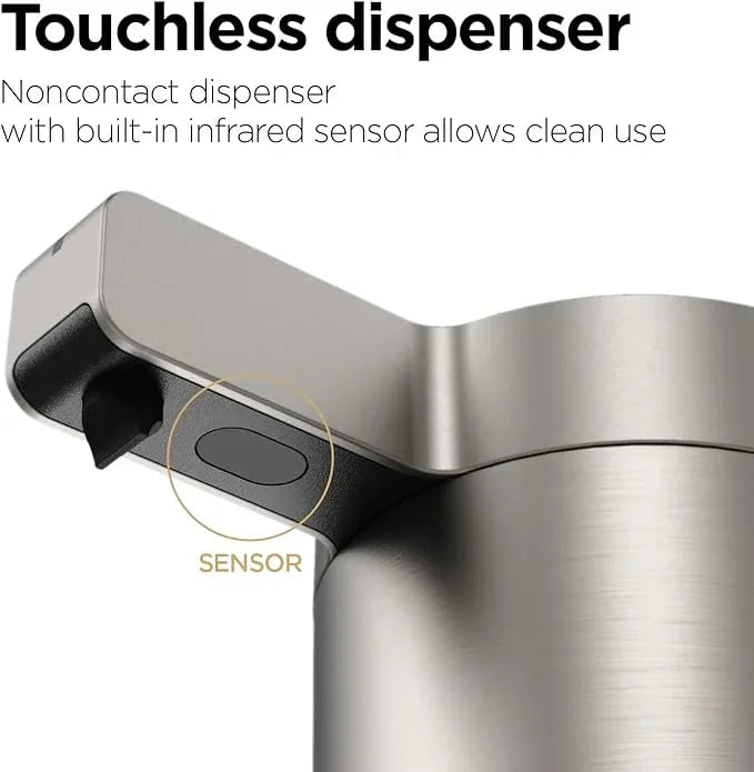 mooas Automatic Liquid Soap Dispenser Stainless Steel Touchless Hands Free Soap Dispenser 2 Levels Adjustable Waterproof Motion Sensor Electric Dish Soap Dispenser for Kitchen Bathroom (Rechargeable) - ModernBath