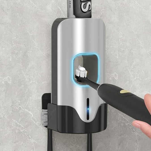 Automatic Toothpaste Dispenser Wall Mounted - Hands-Free Toothpaste Squeezer with 3 Speed Settings, 2 Toothbrush Holders & Strong Adhesive - Smart Bathroom Organizer for Kids and Adults - ModernBath