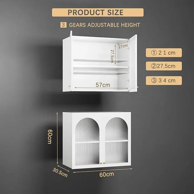Wall Cabinet Bathroom Over The Toilet Storage, Arched Cabinet Wall Mount, Bathroom Medicine Cabinet with 2 Acrylic Doors, Open Storage Rack & Adjustable Shelf Additional Space in Home, White - ModernBath