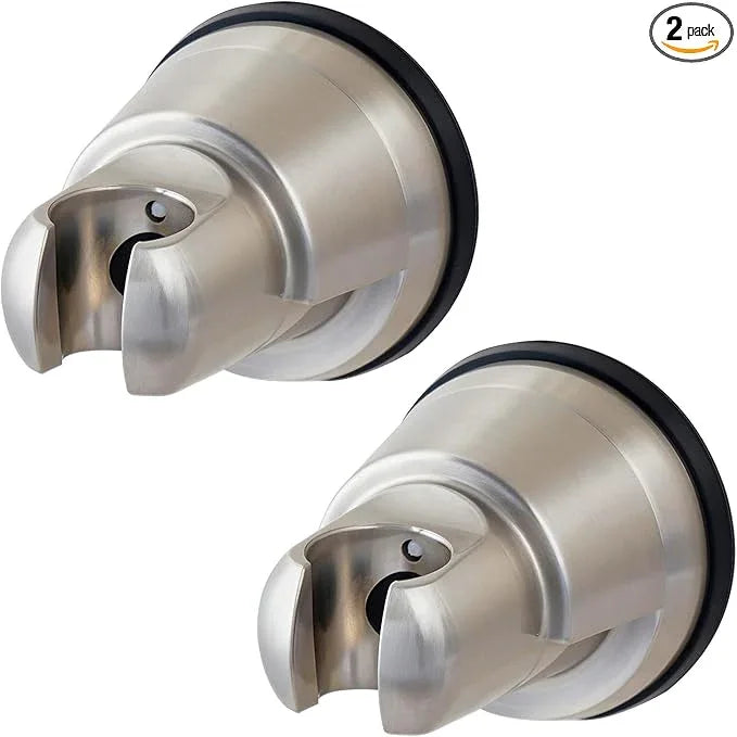 2 Pack Vacuum Suction Cup Shower Head Holder, Removable Shower Head Bracket, Height Adjustable Wall Mount ABS Plastic Suction Holder for Handheld Showerhead, Brushed Nickel - ModernBath