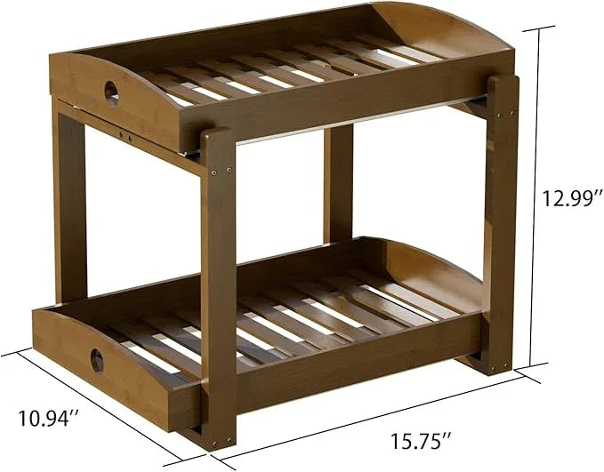 Bamboo Wood Under Sink Organizer 1 Pack, Pull Out Cabinet Organizer 2 Tier Under Sink Organizers and Storage w/Sliding Drawer Sturdy Easy Assembly for Kitchen Bathroom Undersink (Walnut, 2 Packs) - ModernBath