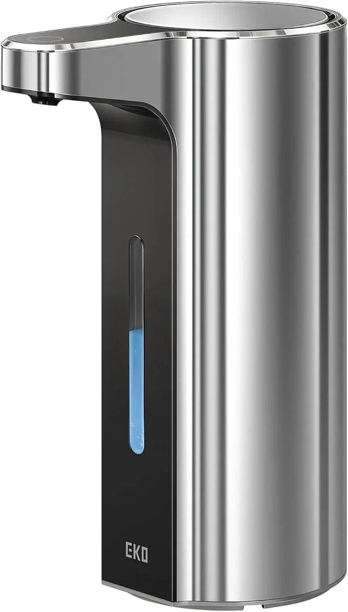 EKO Aroma Pro 13.5 fl oz Touchless Automatic Liquid Soap Dispenser, Rechargeable Hand & Dish Soap Dispenser for Bathroom and Kitchen, Waterproof, Adjustable Volume Control (Chrome Metallic) - ModernBath