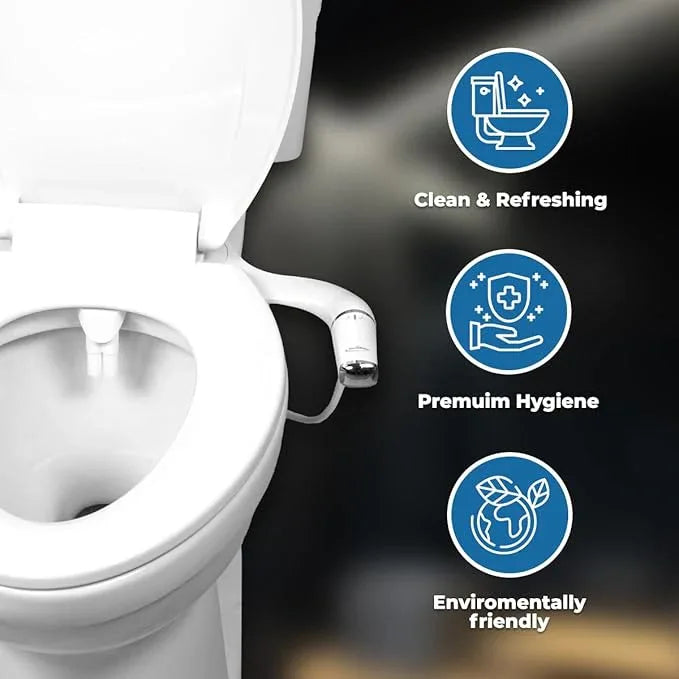GenieBidet Bidet Attachment for Toilet - Ultra-Slim Left Handed Hygienic Bidet Attachment For Existing Toilets - Bidet Toilet Seat Attachment with Pressure Controls - Travel Bidet Included - ModernBath