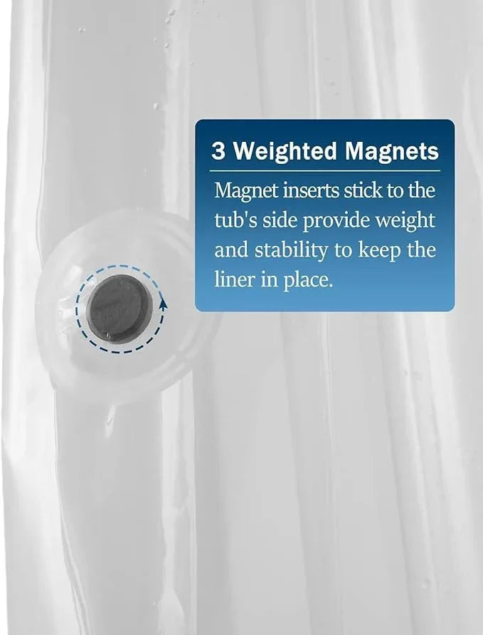 GBYcLyw Short Clear Shower Curtain Liner 60 Inch Length Peva Plastic Waterproof Bathroom Shower Curtain Sets with 3 Bottom Magnets 12 Metal Hooks Included for Walk/Step in Tub - ModernBath
