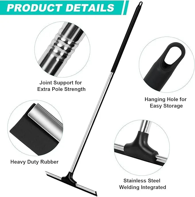 YOUNITA Floor Squeegee Scrubber 59" Long Stainless Steel Handle with 10" Wide Silicon Rubber Blade for Floor Washing and Drying Shower Glass, Garage, Windows, Marble, Wood Surfaces - ModernBath