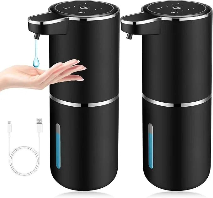 2 Pack Automatic Soap Dispenser,Automatic Liquid Soap Dispenser Touchless,12.8oz/380ml USB Rechargeabled Wall Mounted Smart Soap Dispensers for Bathroom Kitchen Dish Soap(Black) - ModernBath