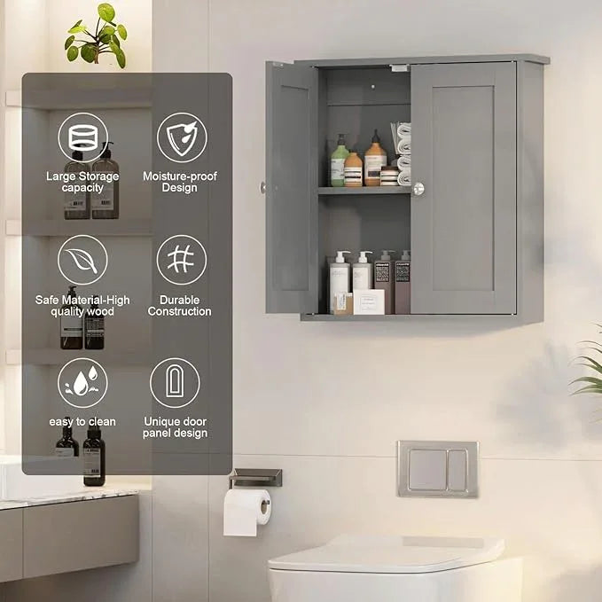 Bathroom Wall Cabinet,Medicine Cabinets for Bathroom Cabinet Wall Mounted,Medicine Cabinet Over Toilet,Surface Mount Medicine Cabinet for Laundry Room,Kitchen,Grey,22x23 - ModernBath