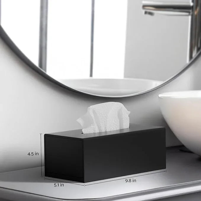 HIIMIEI Acrylic Tissue Box Cover Tissue Holder Napkin Dispenser for Home Office Restaurant-Black - ModernBath
