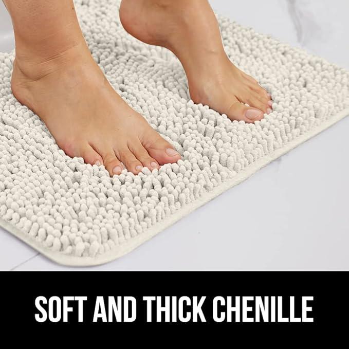 GORILLA GRIP Bathroom Rug Sets, Soft Chenille 2 Piece Area Rugs Set, Toilet Base Mat and 30x20 Carpet, Absorbent Microfiber Washable Mats Dry Quickly, Home Décor and Bath Room Accessories, Ivory - ModernBath