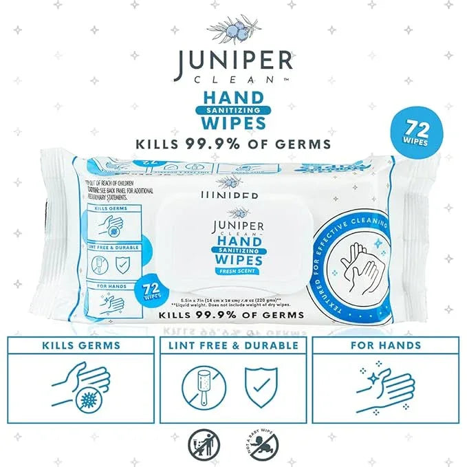 Juniper CLEAN Hand Sanitizing Wipes, 432 Count Soft Flow (Pack of 6) - ModernBath