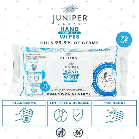 Juniper CLEAN Hand Sanitizing Wipes, 432 Count Soft Flow (Pack of 6) - ModernBath
